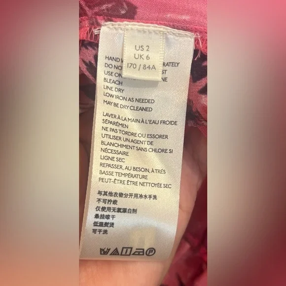 Anthropologie Ombre Pink & Cream Floral Chiffon Dress – Size 2 - Picture 8 of 8